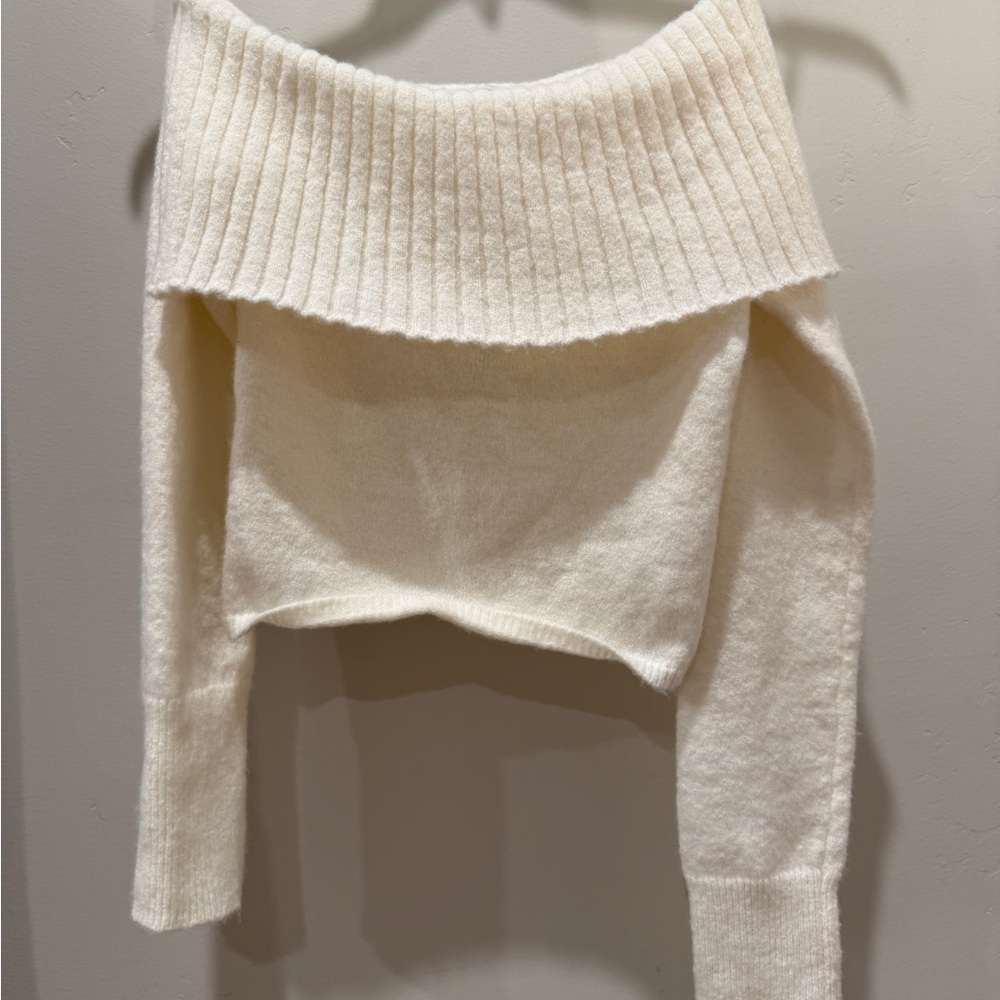 Garage Off-Shoulder White Sweater